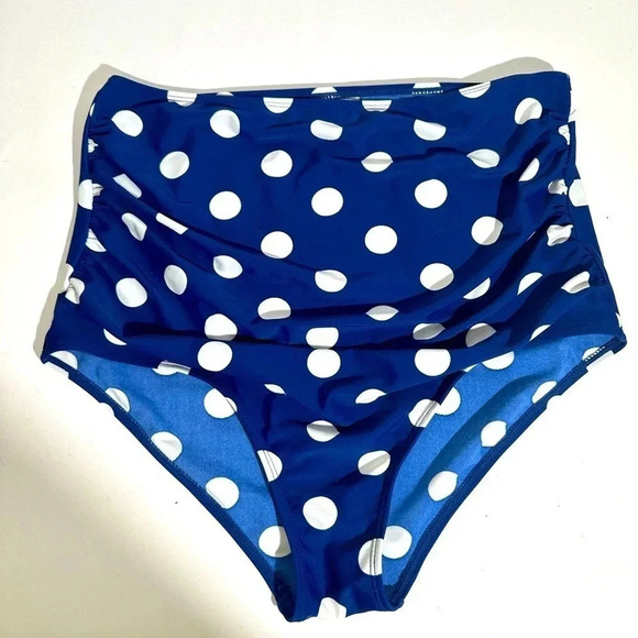 Polka Dot High Waisted Plus Size Bikini Bottom - Picture 2 of 4